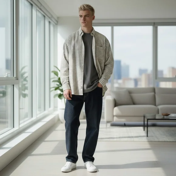 J.Crew Cream Heritage Plaid Men's Shirt -Cream & Burgundy- Classic Cut- XL EUC - Picture 9 of 9